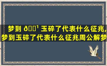 梦到 🌹 玉碎了代表什么征兆,梦到玉碎了代表什么征兆周公解梦